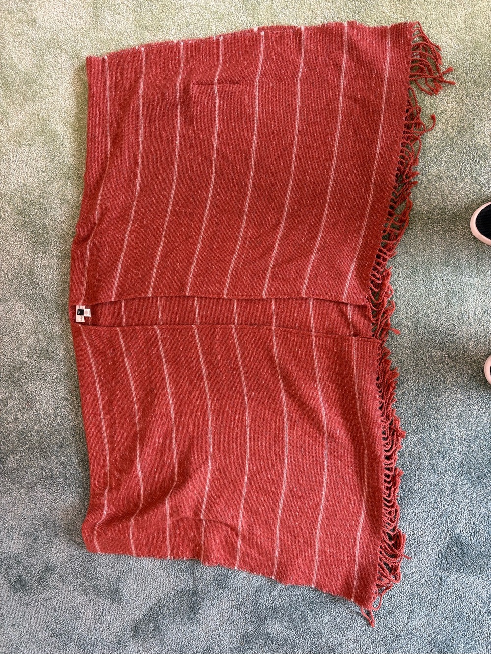 Universal Thread Red Striped Fringe Knit Poncho